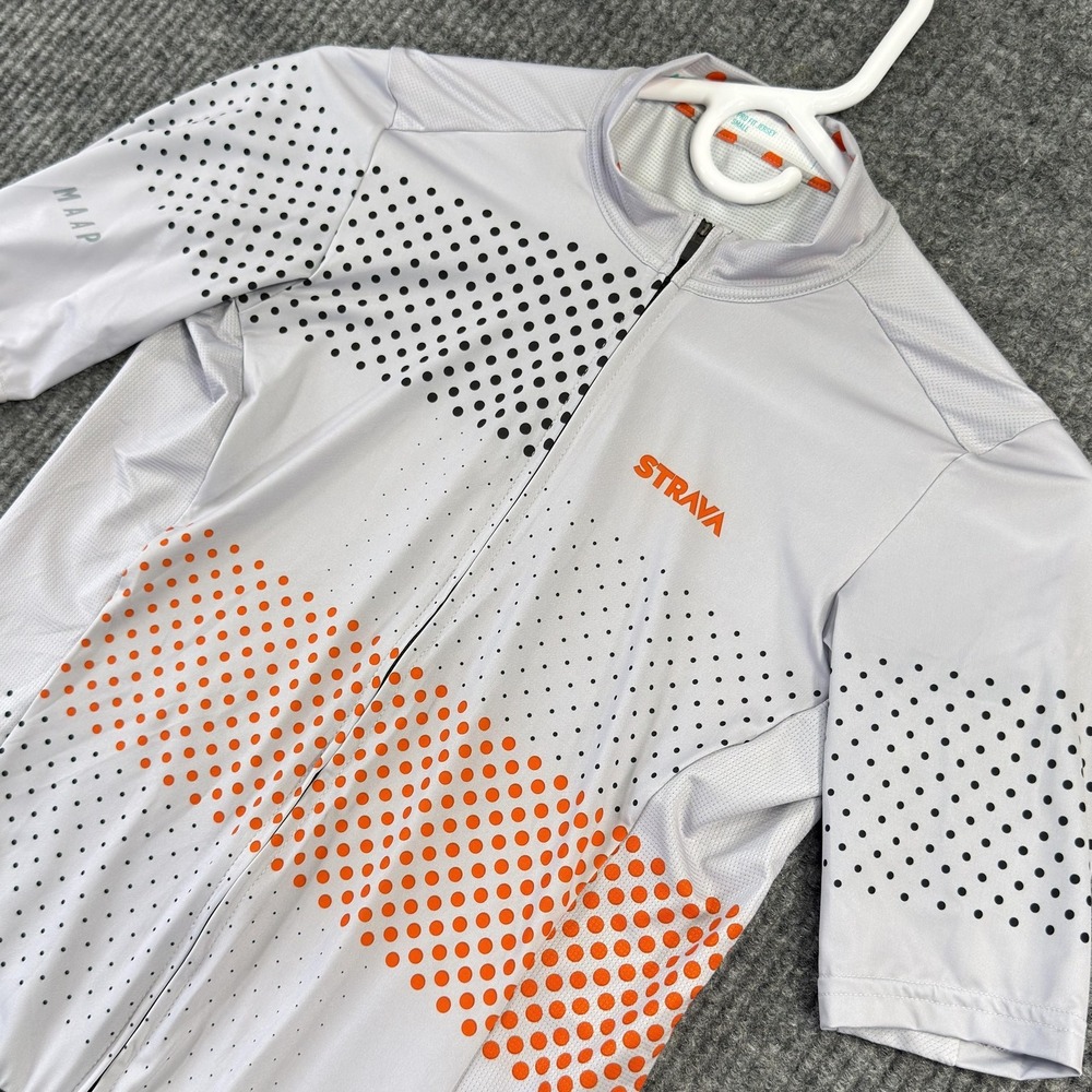 MAAP Cycling Jersey Mens Small Pro Fit Jersey Gray Strava Full Zip Pockets Italy